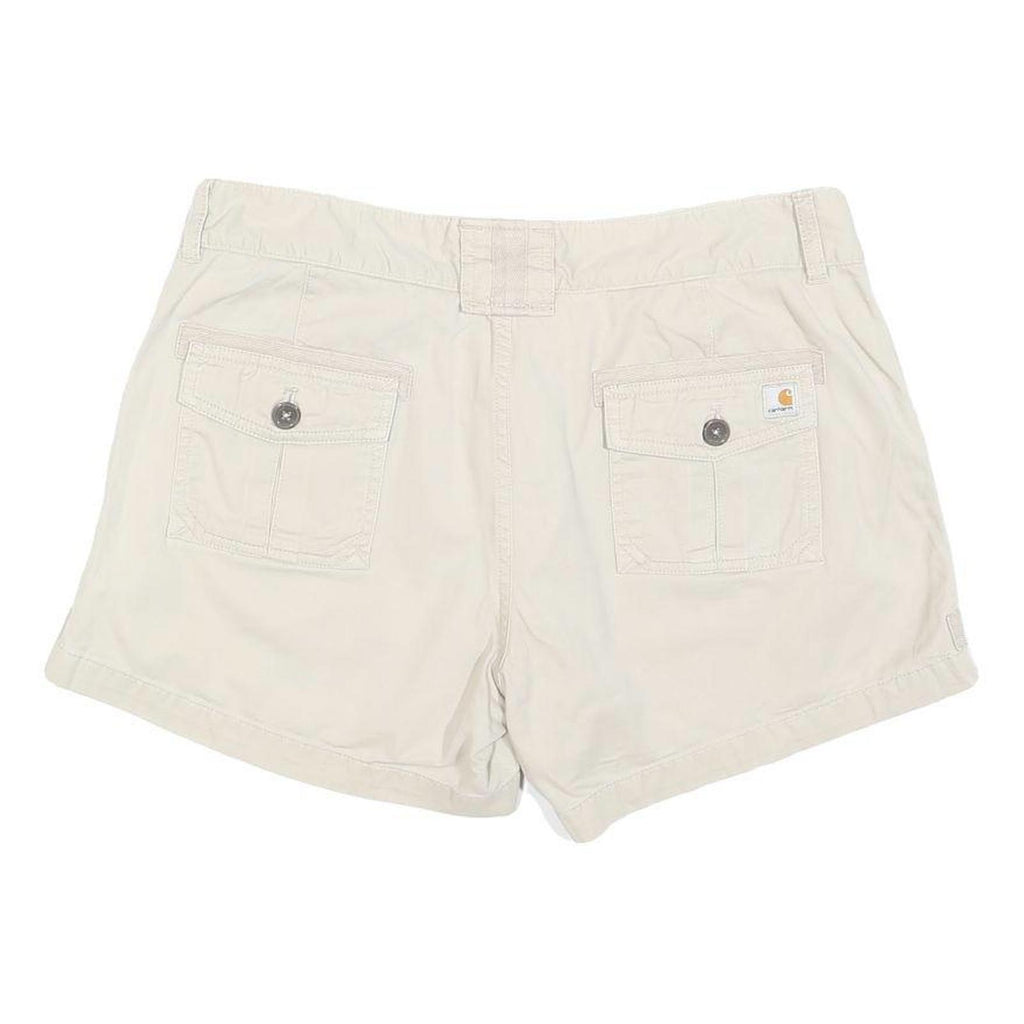 CARHARTT Womens Shorts Cream Casual Plain L W34 Cotton Blend Comfortable Fit