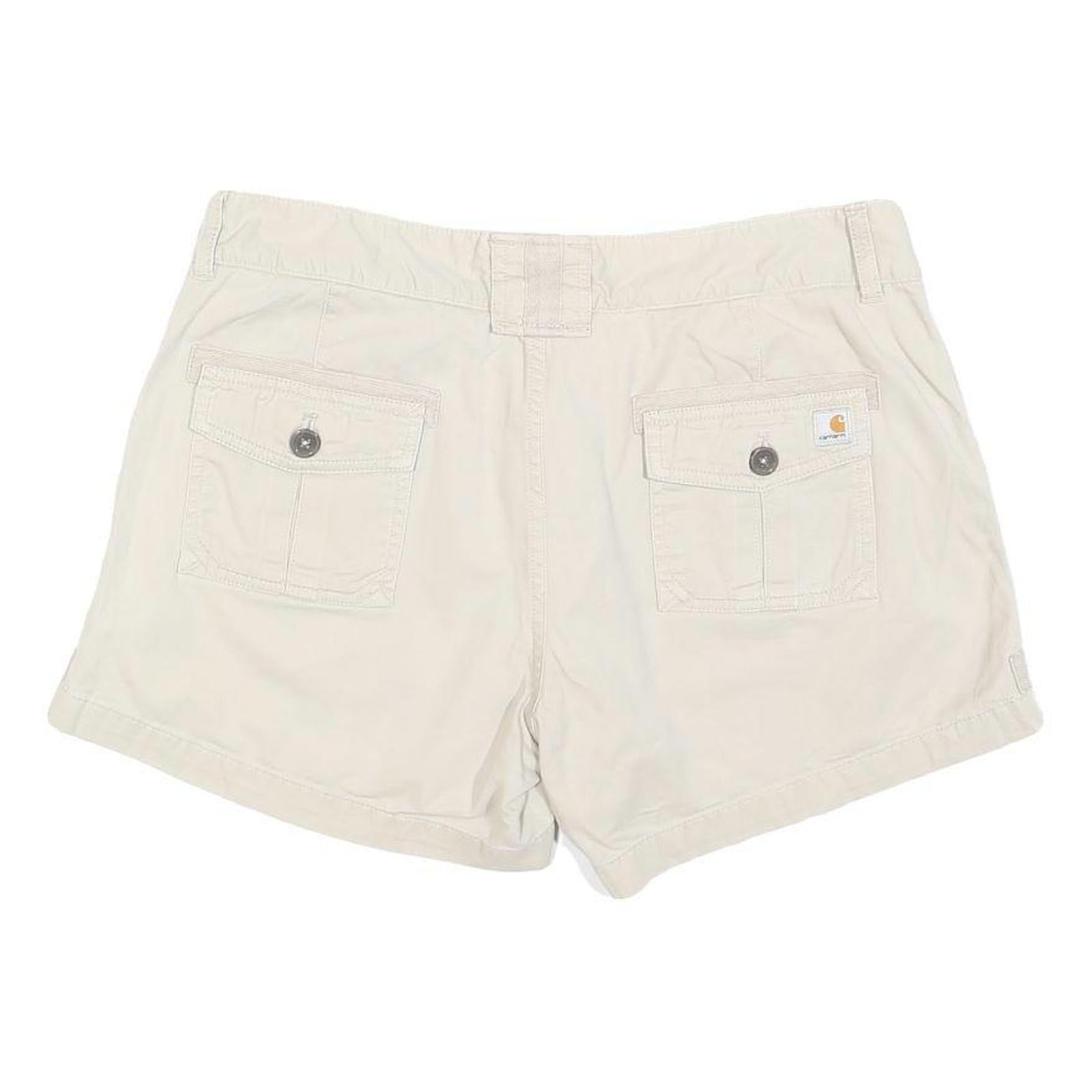 CARHARTT Womens Shorts Cream Casual Plain L W34 Cotton Blend Comfortable Fit