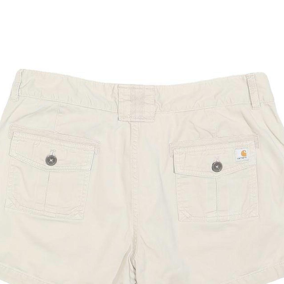 CARHARTT Womens Shorts Cream Casual Plain L W34 Cotton Blend Comfortable Fit