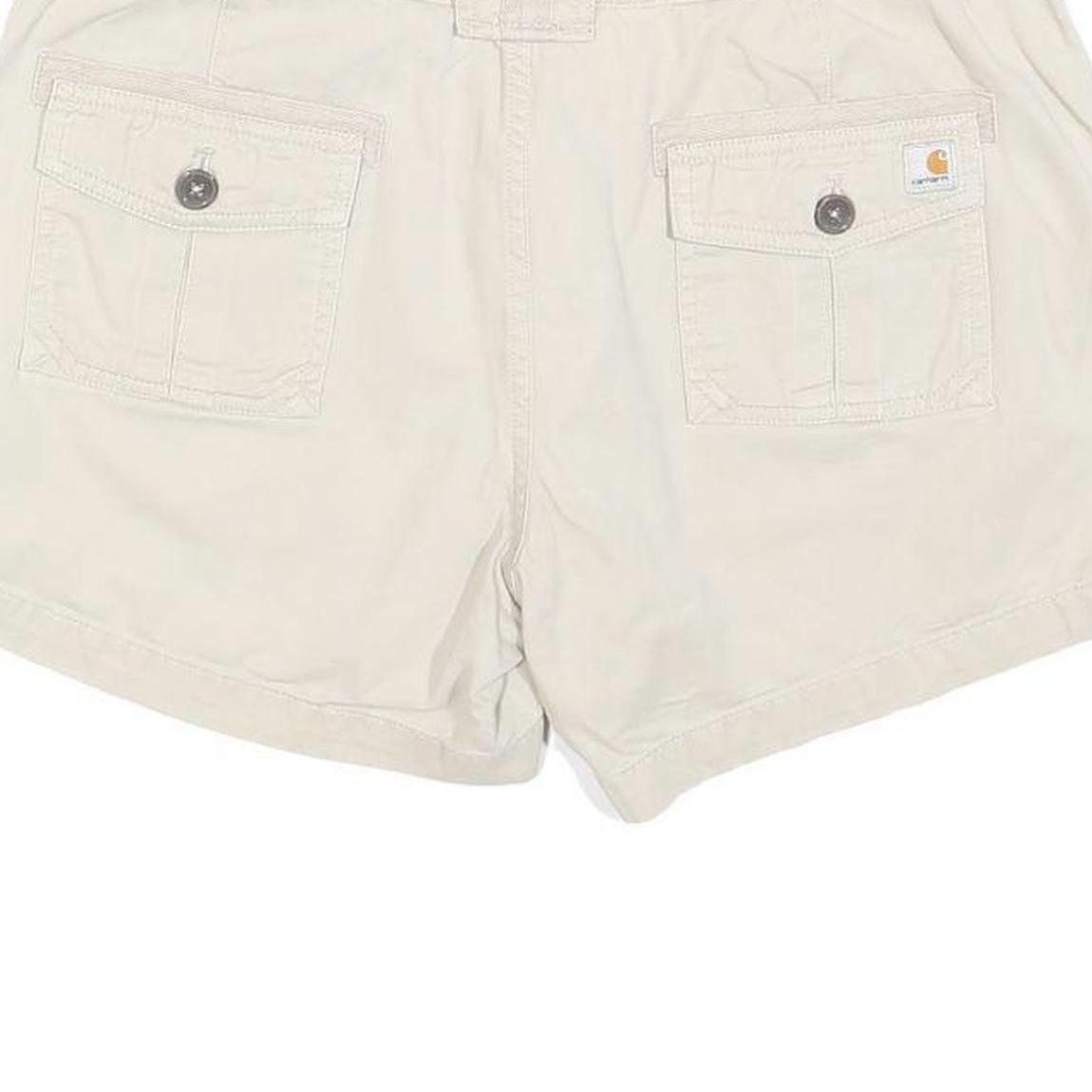 CARHARTT Womens Shorts Cream Casual Plain L W34 Cotton Blend Comfortable Fit