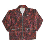 Womens Red Polyester Blend Animal Print Zip Jacket XS Casual Outerwear