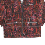 Womens Red Polyester Blend Animal Print Zip Jacket XS Casual Outerwear