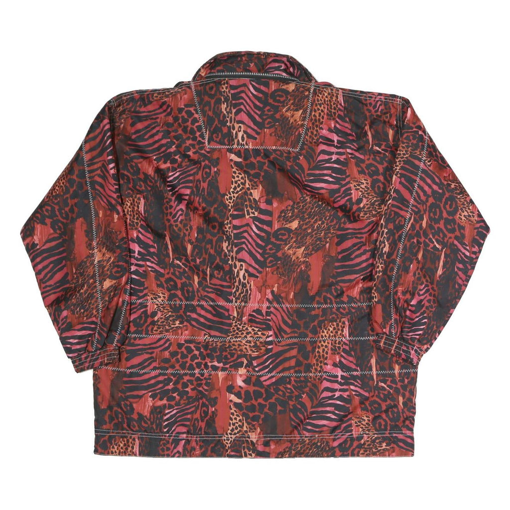 Womens Red Polyester Blend Animal Print Zip Jacket XS Casual Outerwear
