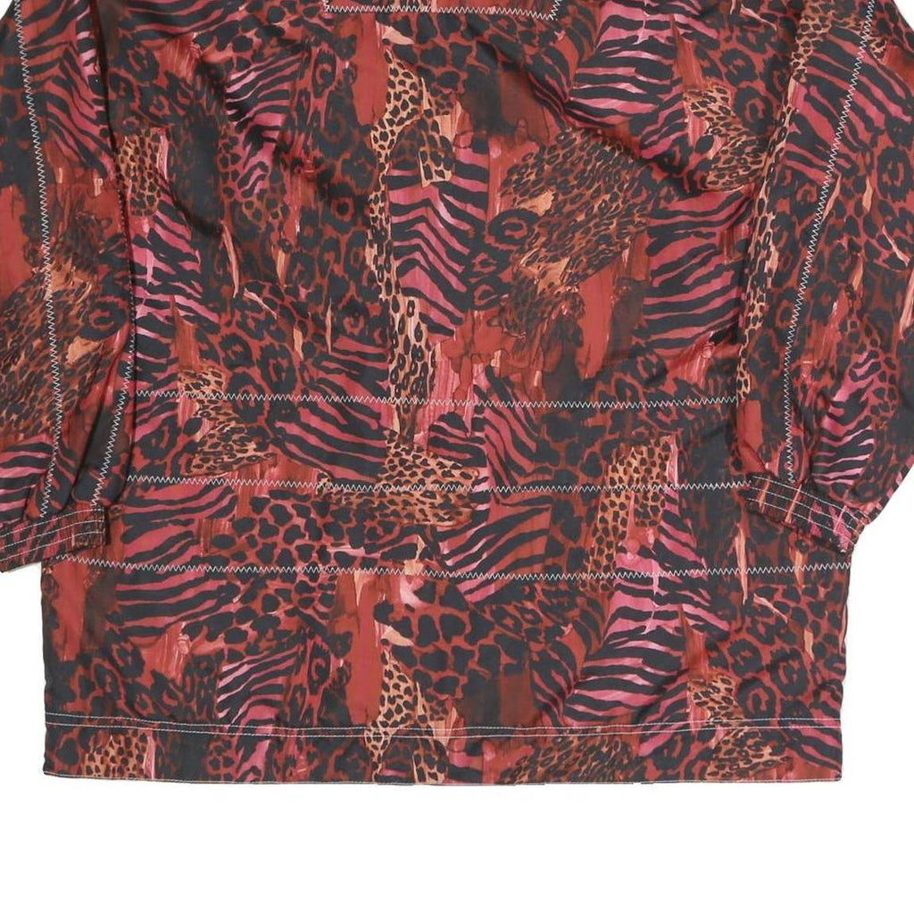 Womens Red Polyester Blend Animal Print Zip Jacket XS Casual Outerwear