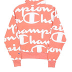 CHAMPION REVERSE WEAVE Womens Coral & White All Over Print Hoodie S Fashion