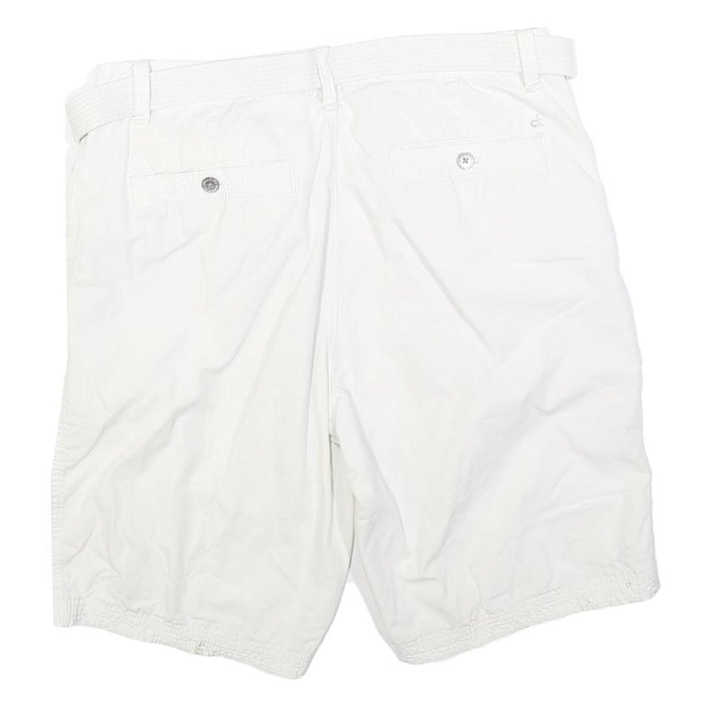 CALVIN KLEIN Mens White Casual Shorts M W33 Cotton Blend Belted Comfortable
