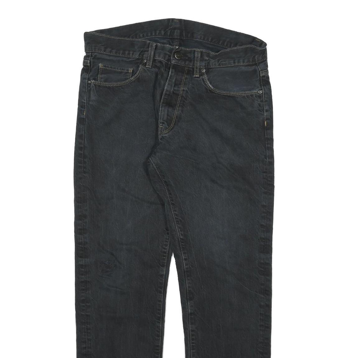CARHARTT Mens Regular Fit Black Cotton Blend Zip Trousers W30 L30 Durable