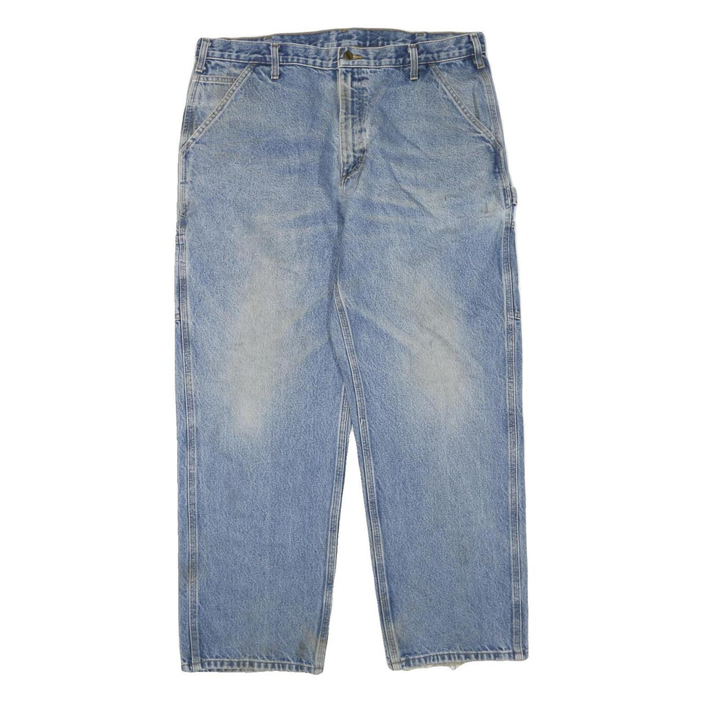 CARHARTT Mens Jeans Blue Regular Straight Denim Light W38 L30 Workwear Zip
