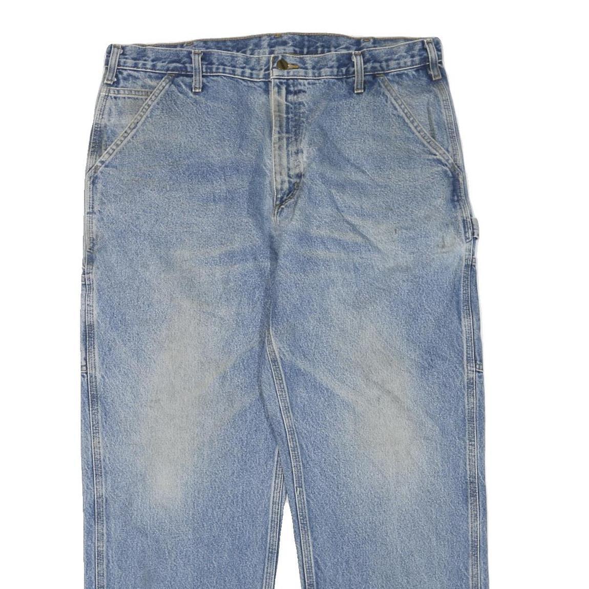 CARHARTT Mens Jeans Blue Regular Straight Denim Light W38 L30 Workwear Zip