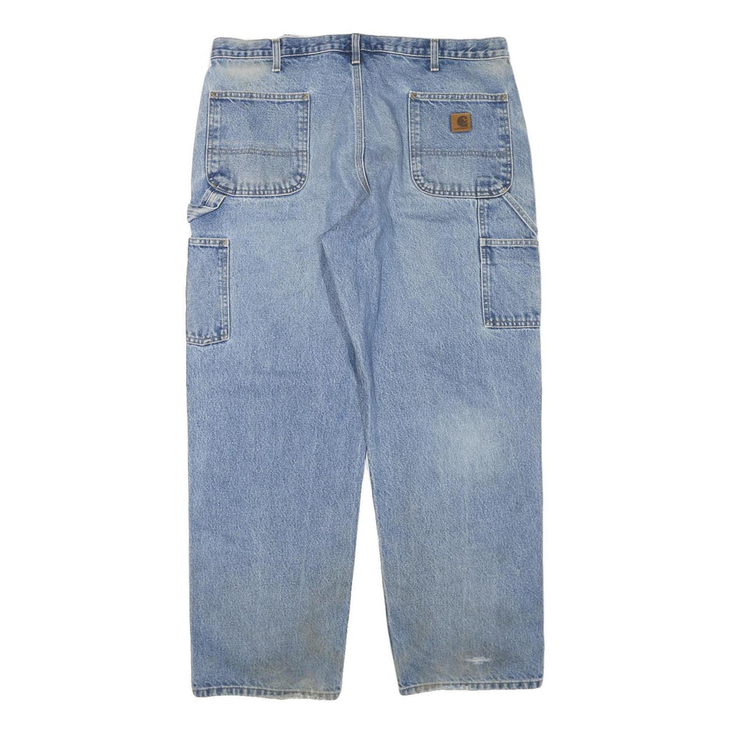 CARHARTT Mens Jeans Blue Regular Straight Denim Light W38 L30 Workwear Zip