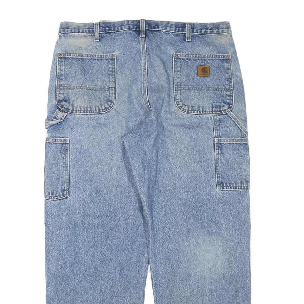 CARHARTT Mens Jeans Blue Regular Straight Denim Light W38 L30 Workwear Zip
