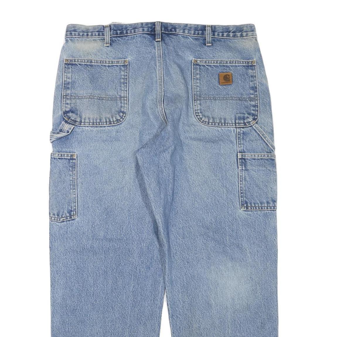 CARHARTT Mens Jeans Blue Regular Straight Denim Light W38 L30 Workwear Zip