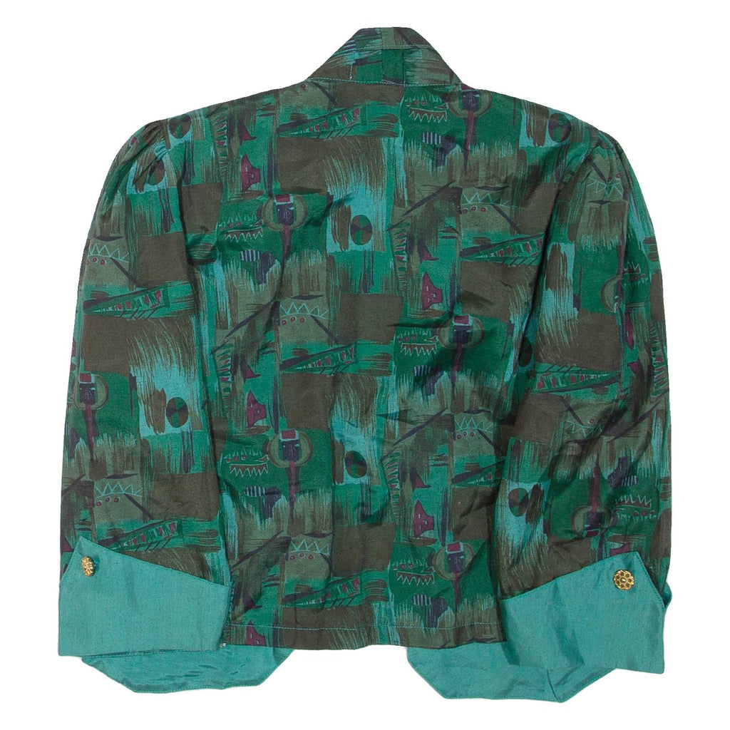 Womens Blazer Jacket Green Crazy Pattern M