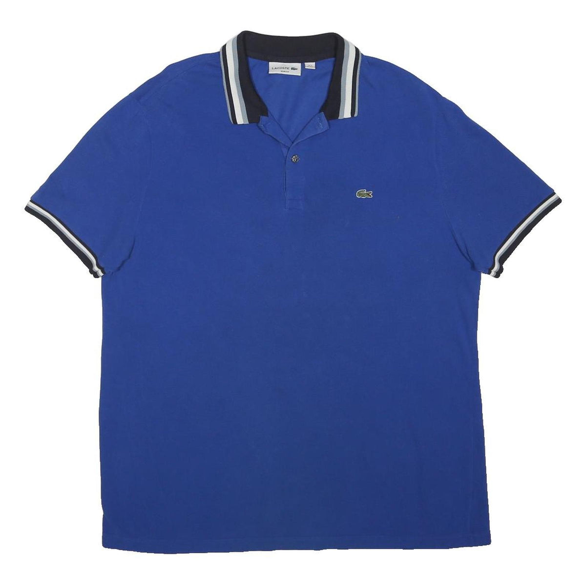 LACOSTE Mens Blue Polo Shirt 2XL Cotton Blend Short Sleeve Basic Casual
