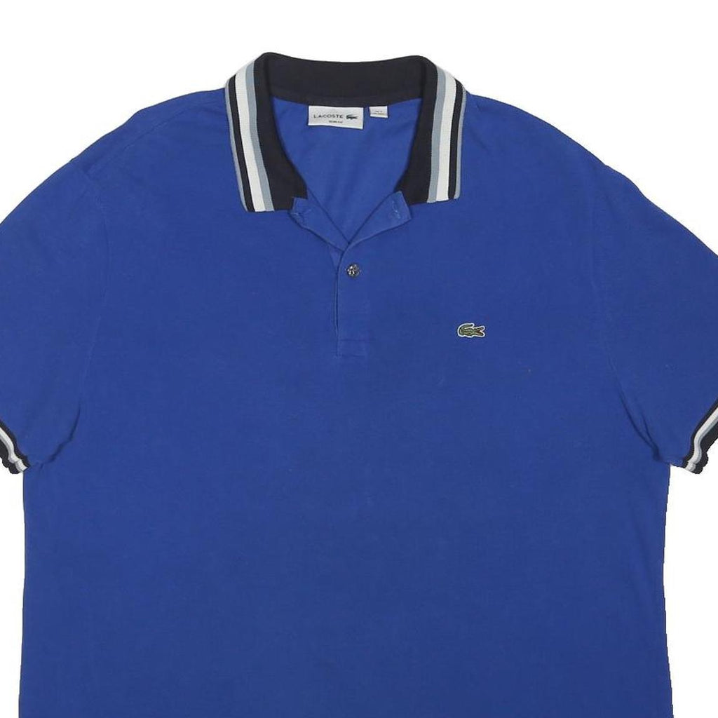 LACOSTE Mens Blue Polo Shirt 2XL Cotton Blend Short Sleeve Basic Casual