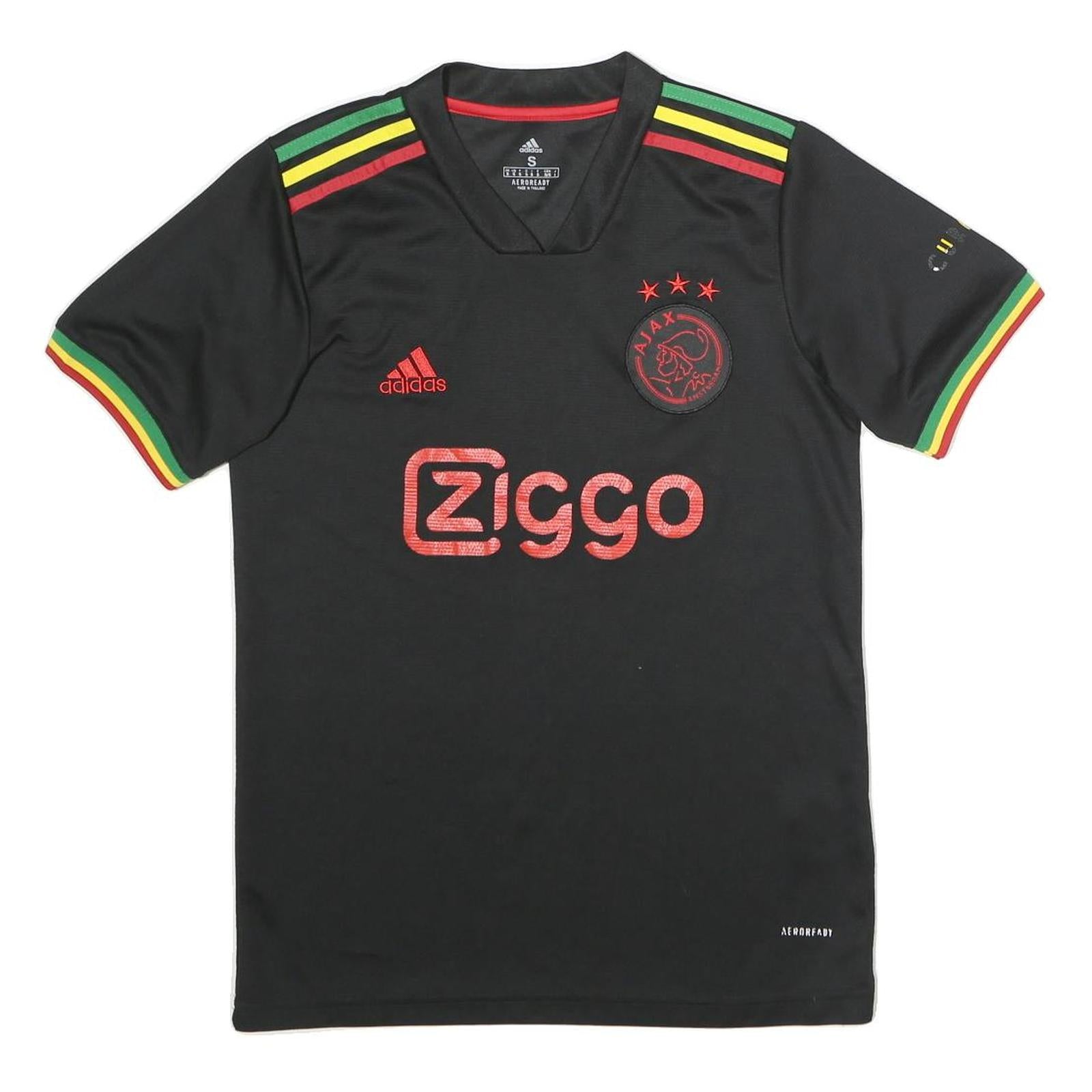 ADIDAS Mens Black Red Green Yellow Football T-Shirt S Short Sleeve V-Neck Ziggo