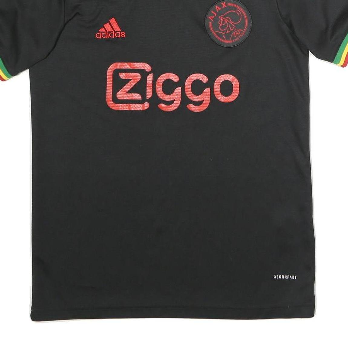 ADIDAS Mens Black Red Green Yellow Football T-Shirt S Short Sleeve V-Neck Ziggo