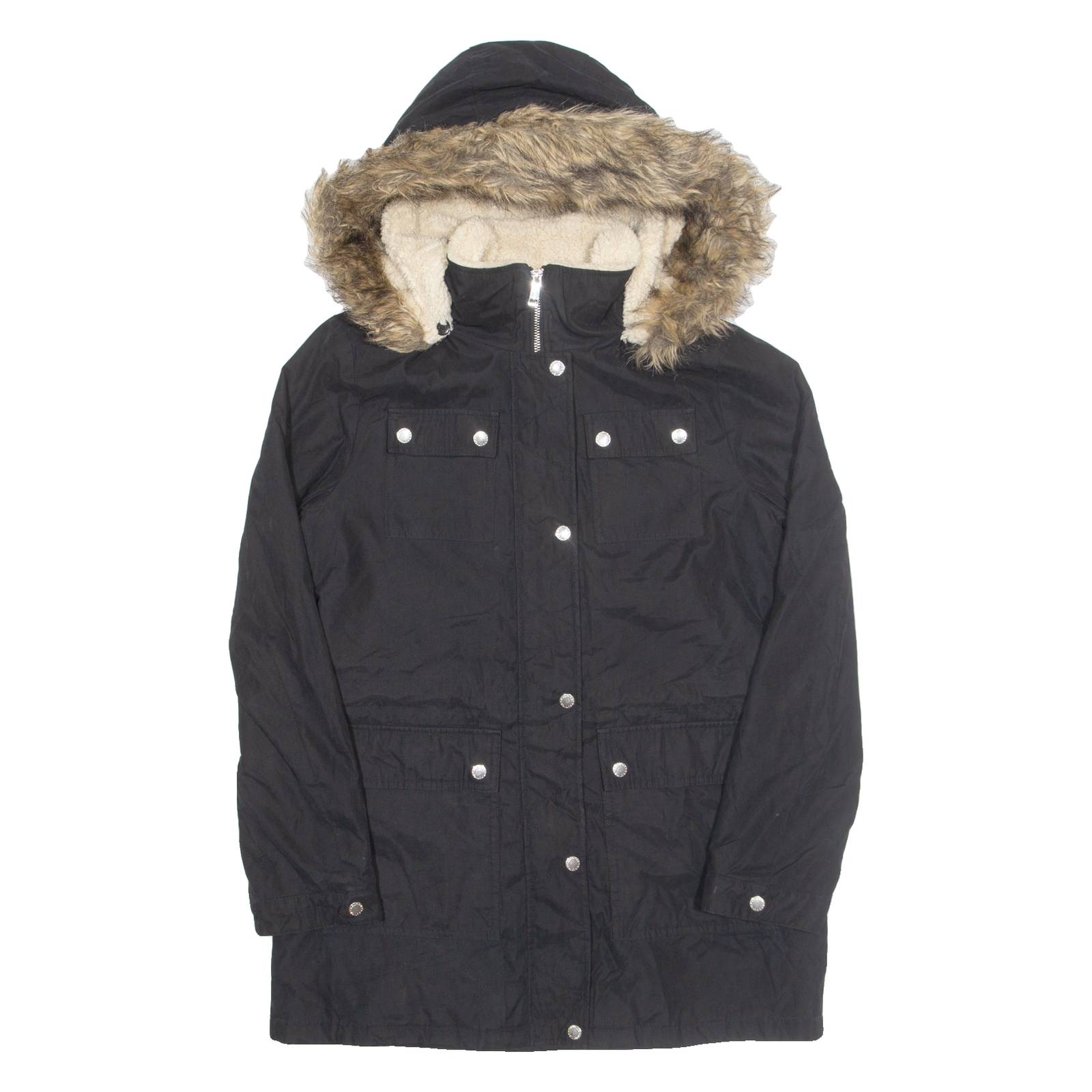 NAUTICA Womens Parka Coat Black Hooded S