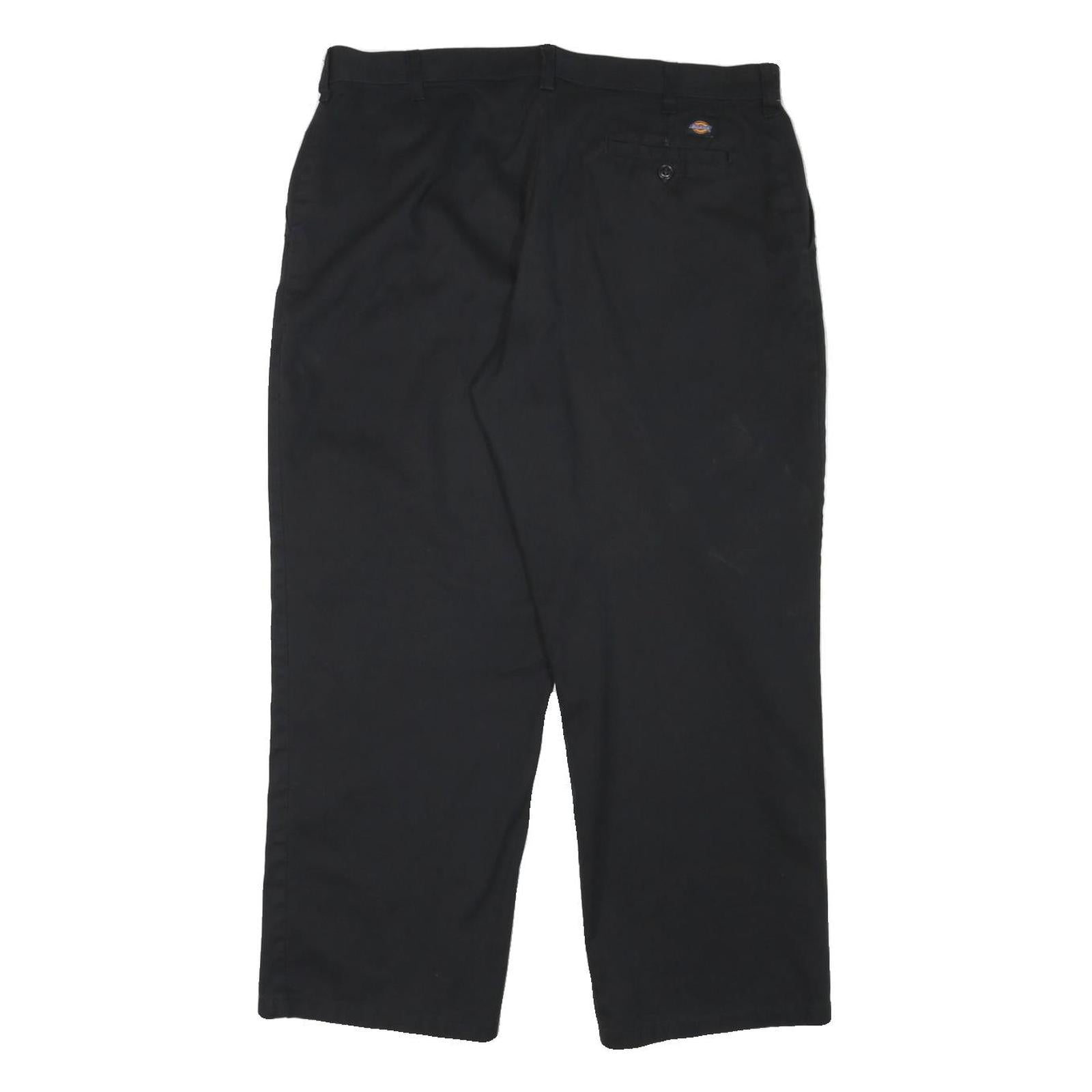 DICKIES Mens Cotton Blend Black Regular Fit Straight Leg Trousers W36 L27