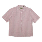 TIMBERLAND Mens Red & White Checked Cotton Short Sleeve Shirt L Casual