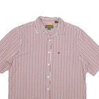 TIMBERLAND Mens Red & White Checked Cotton Short Sleeve Shirt L Casual