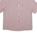 TIMBERLAND Mens Red & White Checked Cotton Short Sleeve Shirt L Casual