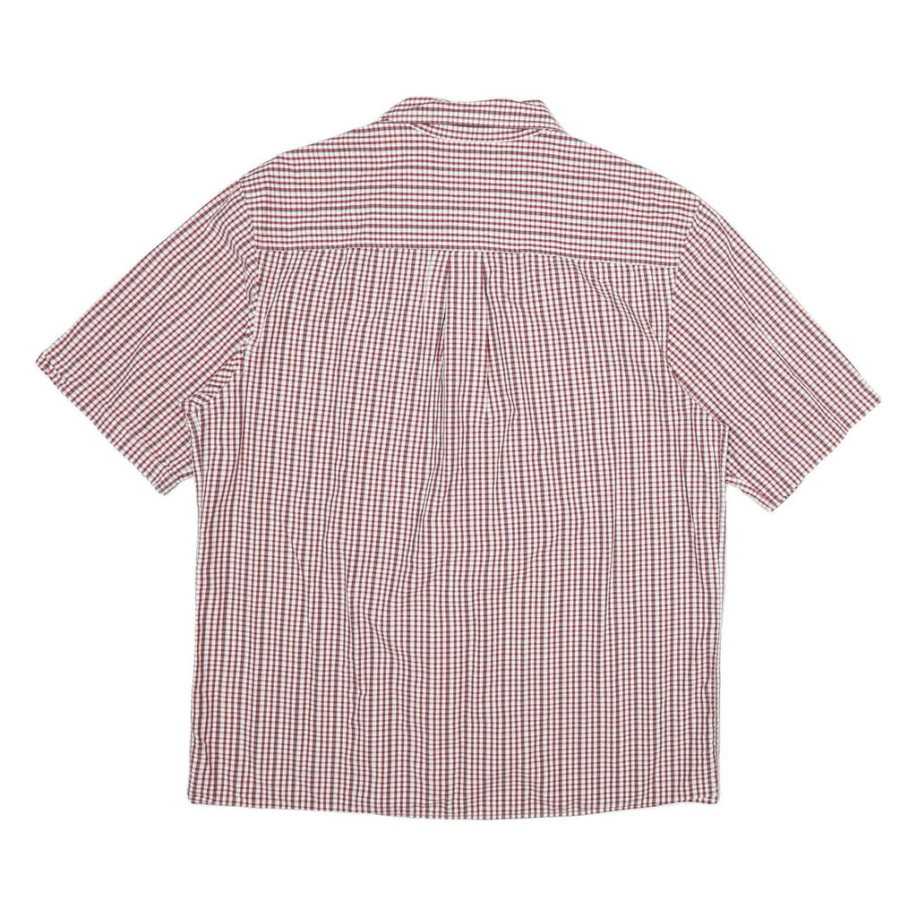 TIMBERLAND Mens Red & White Checked Cotton Short Sleeve Shirt L Casual