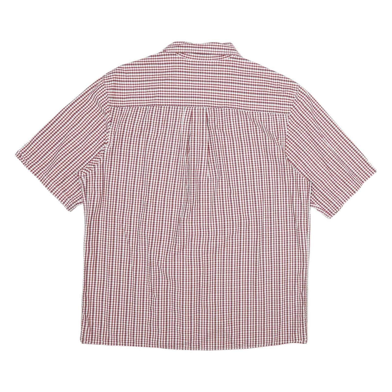 TIMBERLAND Mens Red & White Checked Cotton Short Sleeve Shirt L Casual
