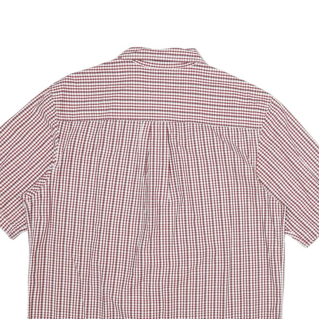 TIMBERLAND Mens Red & White Checked Cotton Short Sleeve Shirt L Casual