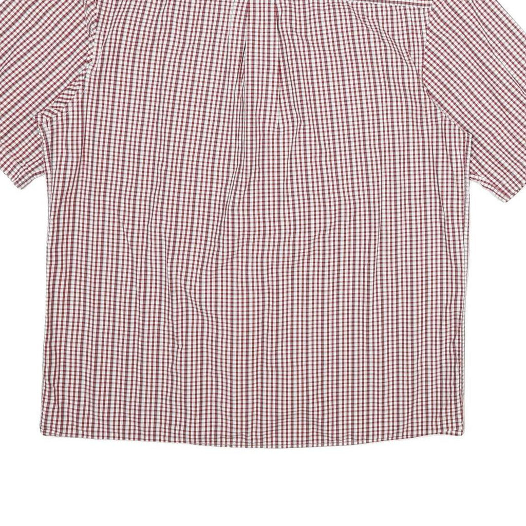 TIMBERLAND Mens Red & White Checked Cotton Short Sleeve Shirt L Casual