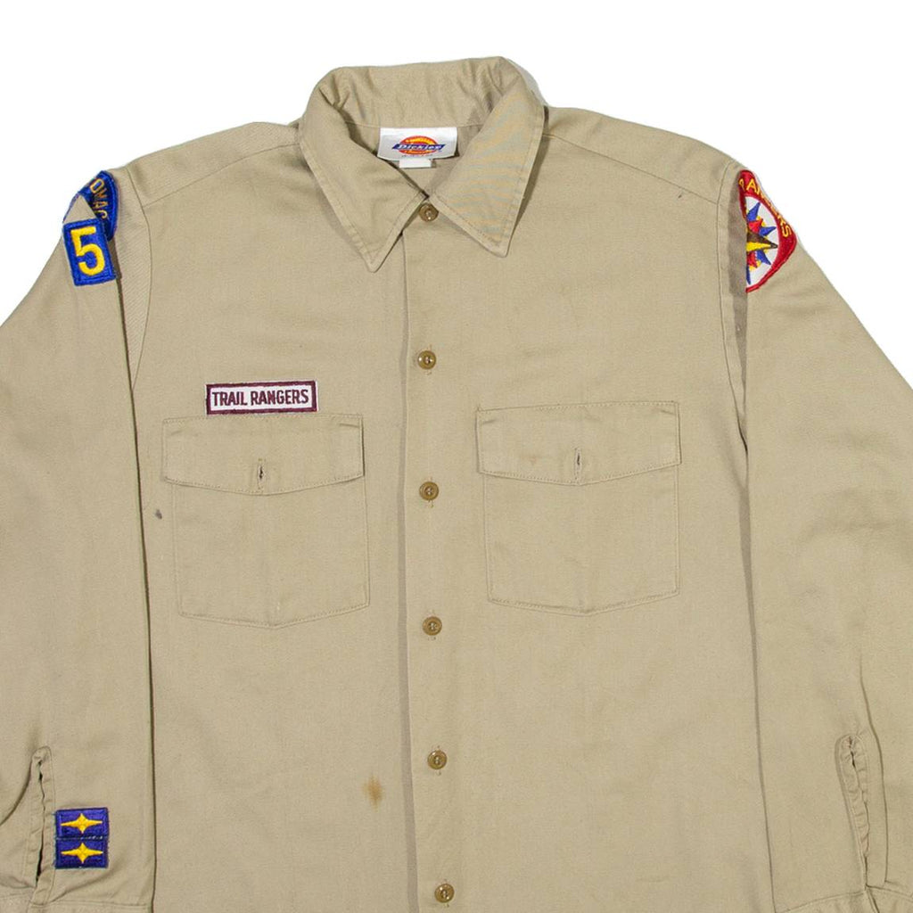 DICKIES Royal Rangers Mens Plain Shirt Brown Long Sleeve M