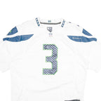 NFL Mens White Seahawks Wilson Football Shirt M Short Sleeve V-Neck