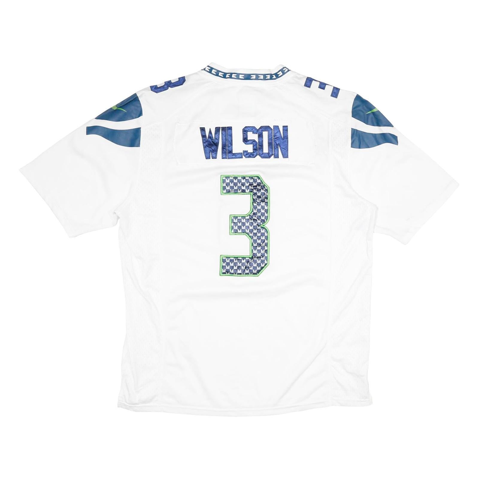 NFL Mens White Seahawks Wilson Football Shirt M Short Sleeve V-Neck