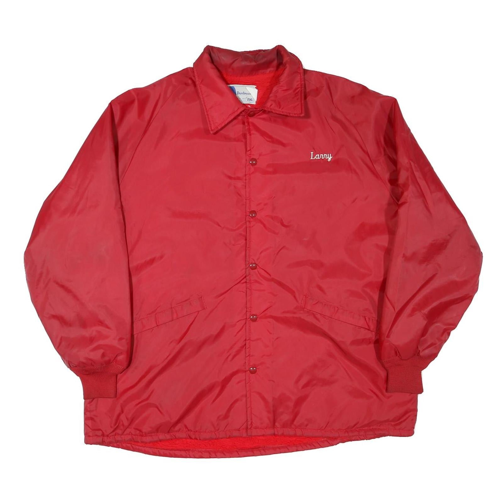 DUNBROOKE Mens Red Nylon Button Jacket 2XL Plain Coos County Shriner Embroidery