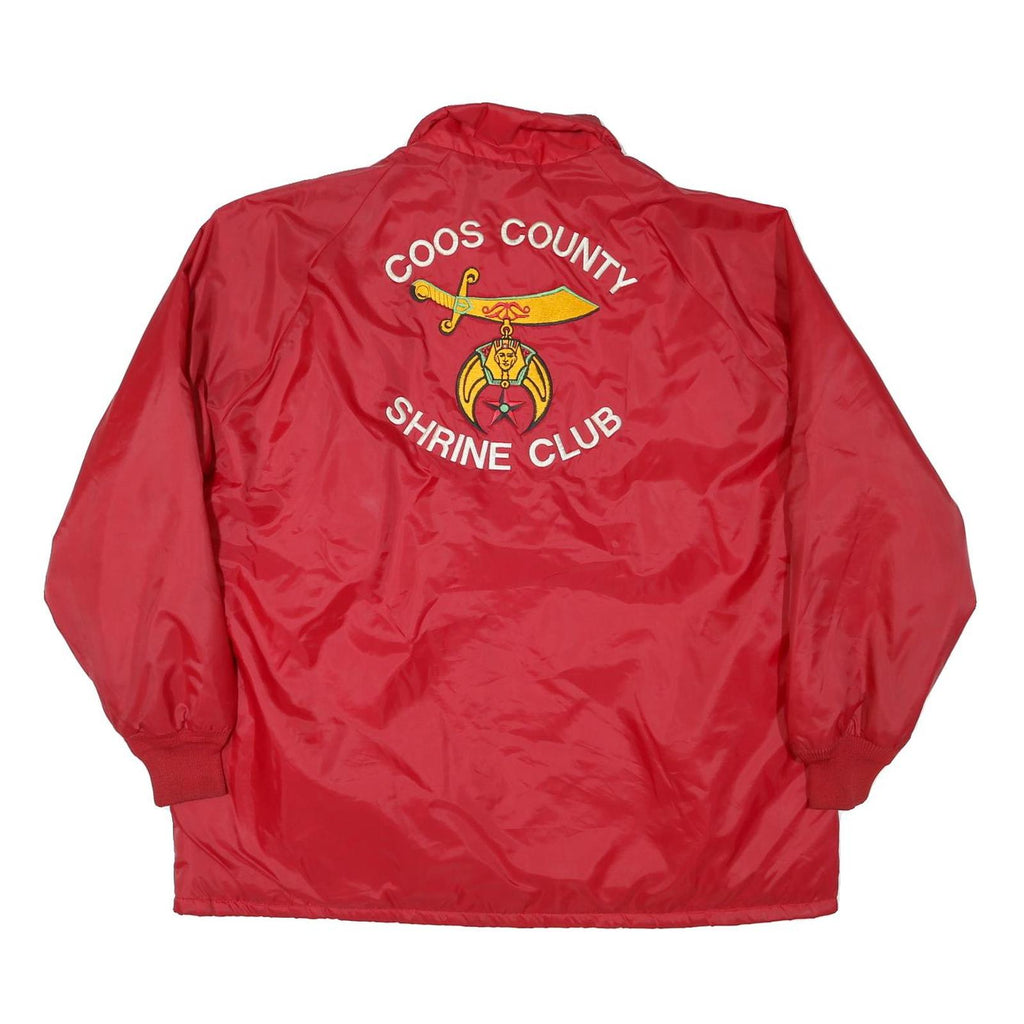 DUNBROOKE Mens Red Nylon Button Jacket 2XL Plain Coos County Shriner Embroidery