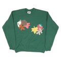LEE Mens Green Crew Neck L Cotton Blend Applique Autumn Leaves Sweatshirt