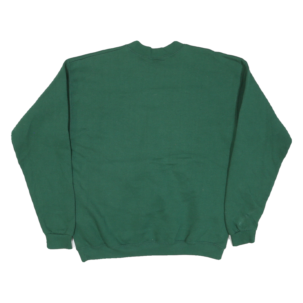 LEE Mens Green Crew Neck L Cotton Blend Applique Autumn Leaves Sweatshirt