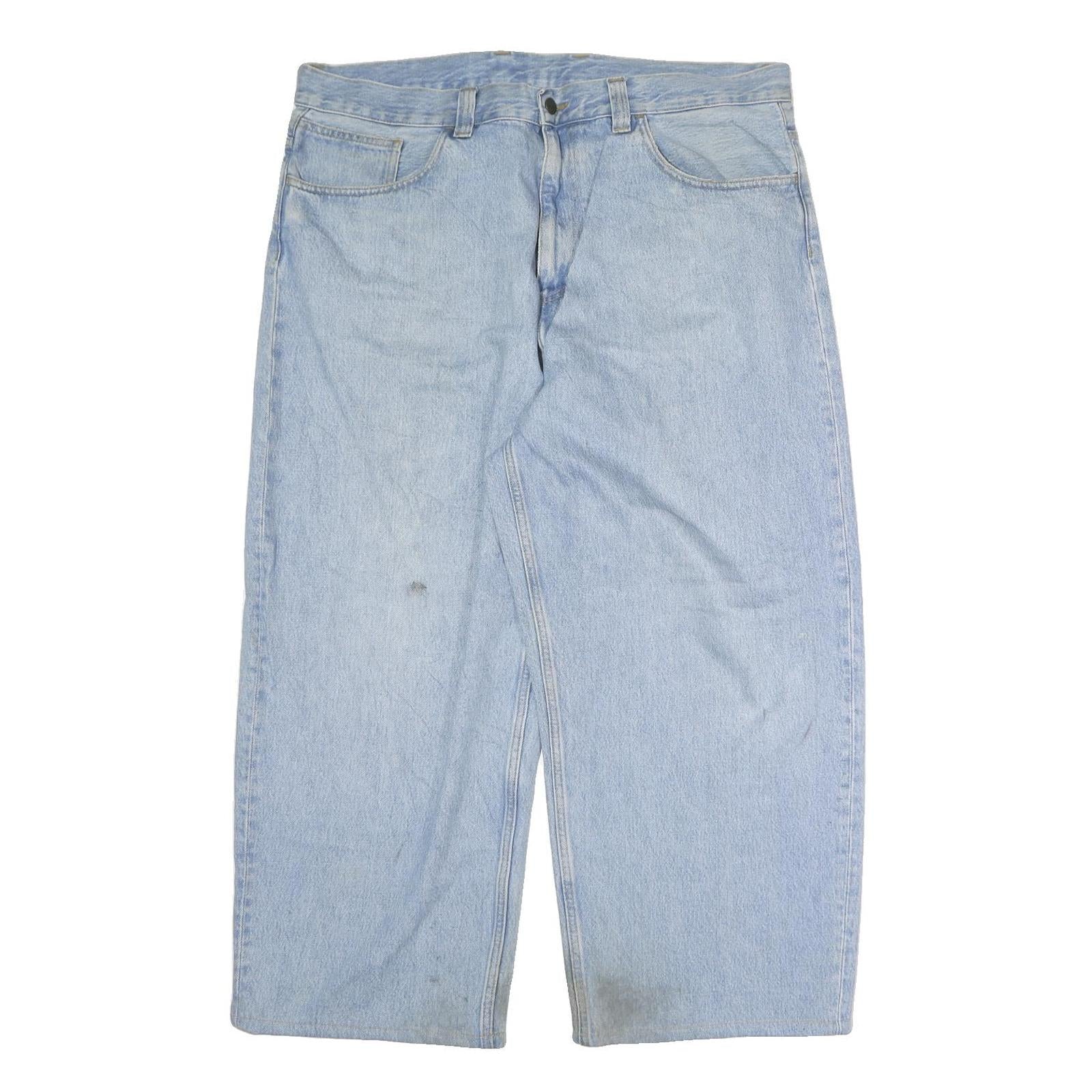 CARHARTT Mens Regular Fit Light Blue Denim Jeans W40 L25 Zip Closure Casual Wear