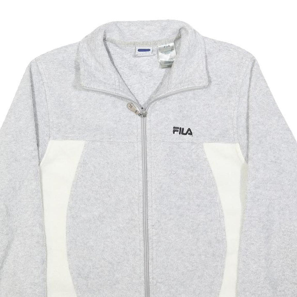 FILA Womens Grey & Cream Zip Jacket S Polyester Sports Casual Lightweight