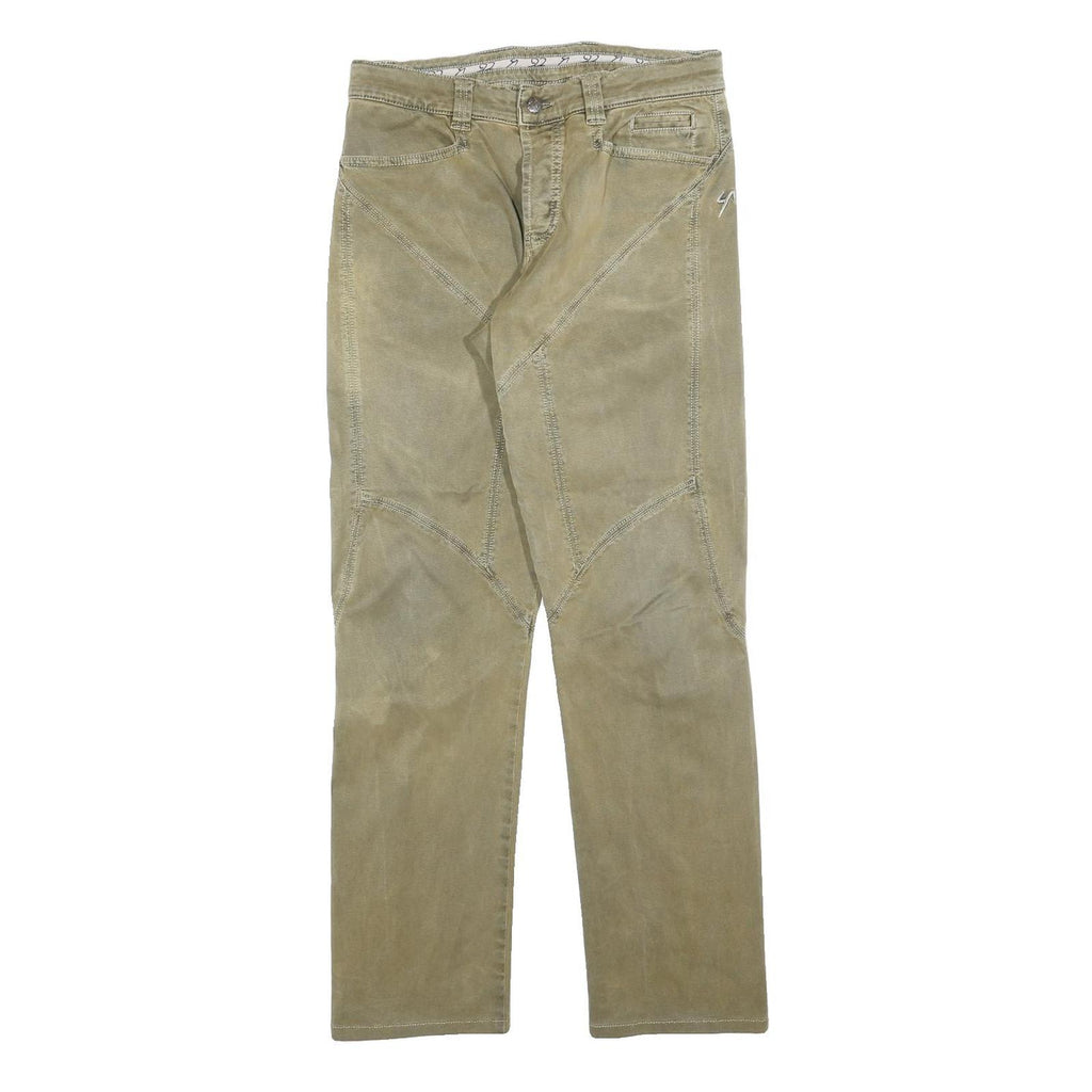 Mens Beige Cotton Blend Regular Fit Zip Closure Trousers W30 L32 Casual Pants