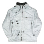 SYMBIOSIS Womens Silver Light Grey Casual Jacket L Polyester Blend Plain Zip