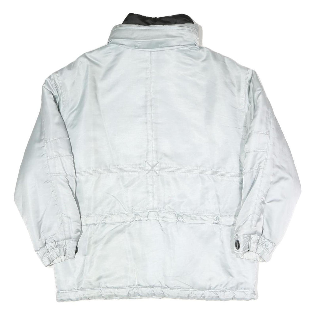 SYMBIOSIS Womens Silver Light Grey Casual Jacket L Polyester Blend Plain Zip