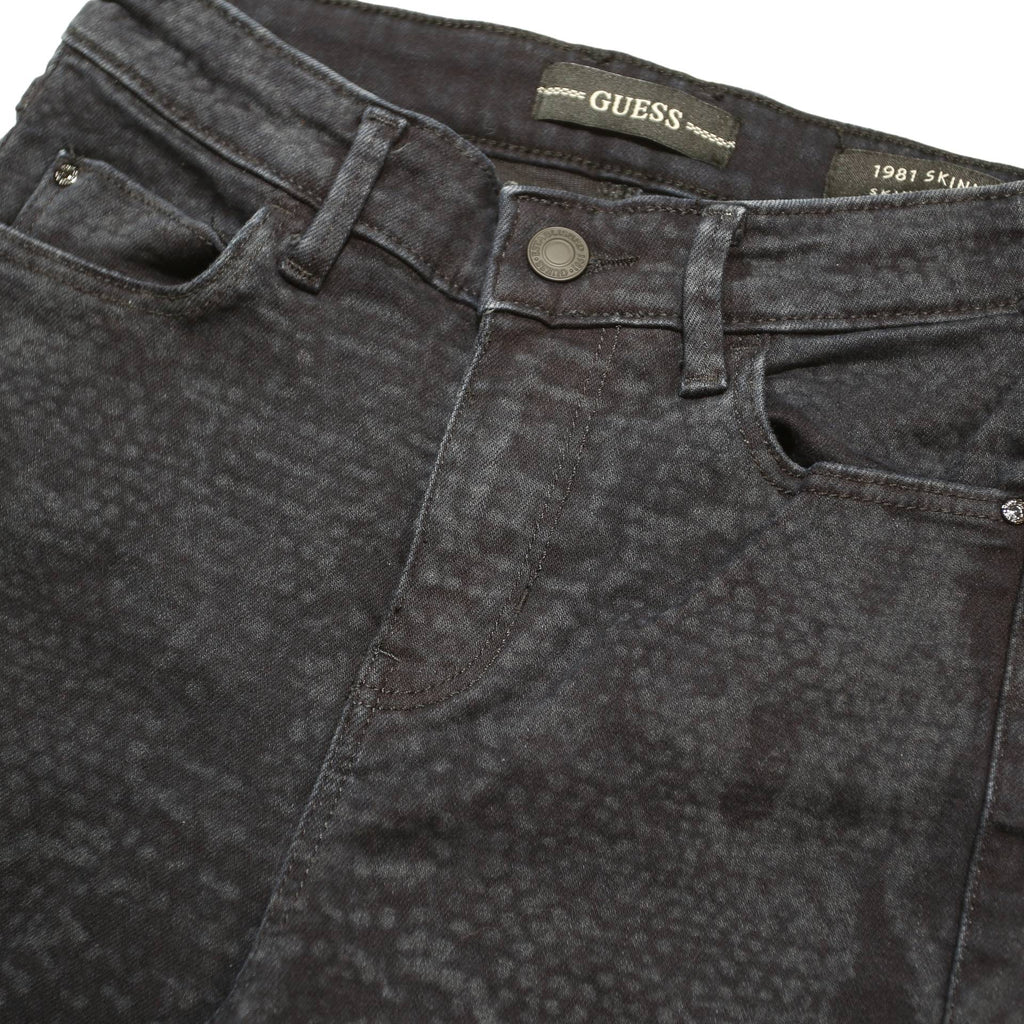 GUESS Womens Slim Skinny Denim Jeans Blue Animal Print Cotton Blend W25 L29