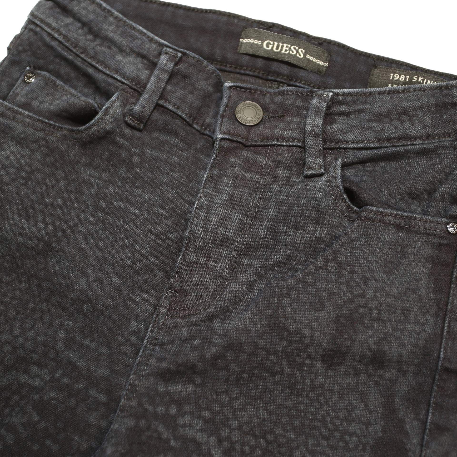 GUESS Womens Slim Skinny Denim Jeans Blue Animal Print Cotton Blend W25 L29