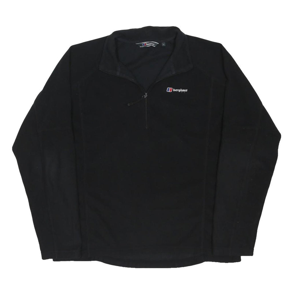 BERGHAUS Mens Black Outdoor Jacket L Polyester Blend Fleece Zip Stand-Up Collar
