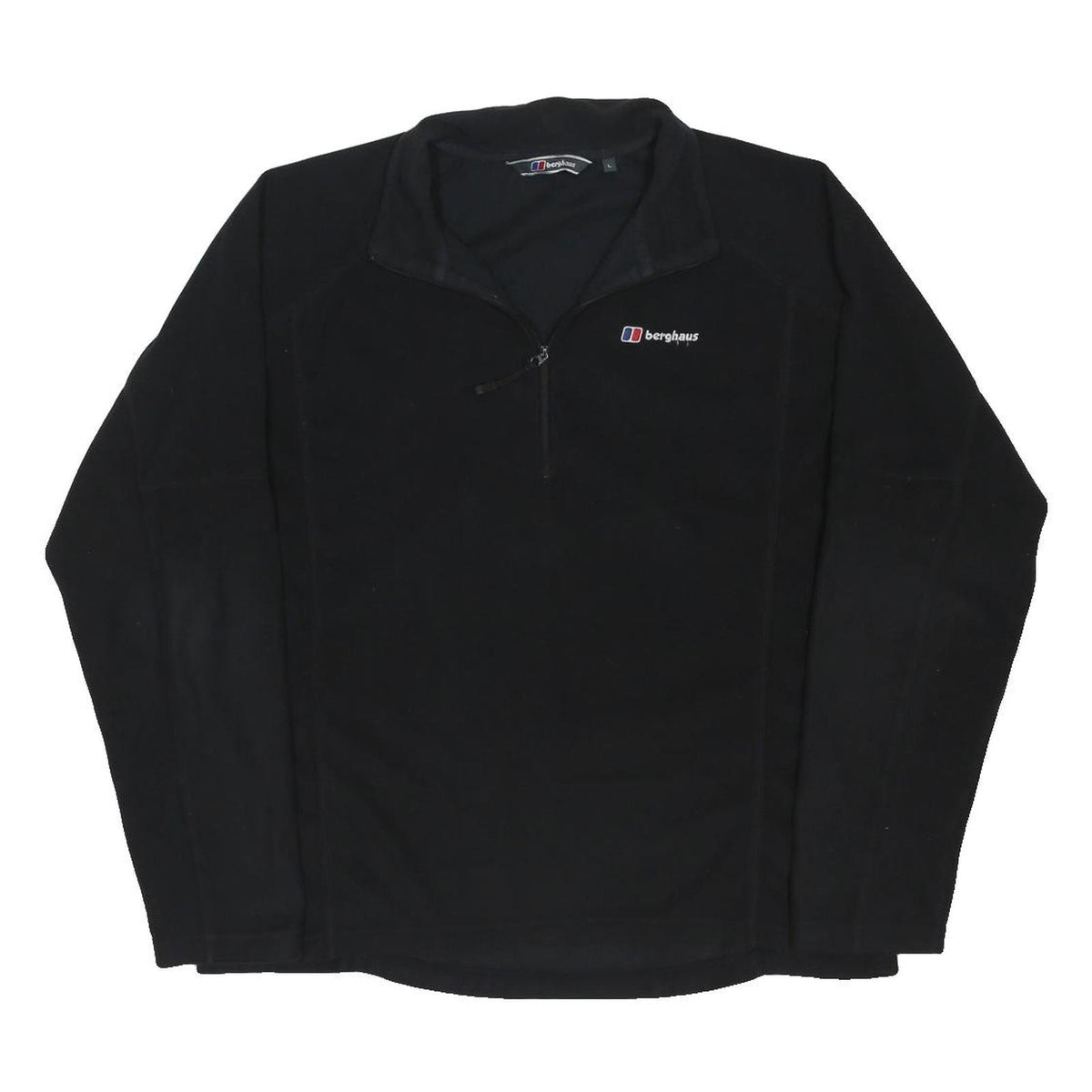 BERGHAUS Mens Black Outdoor Jacket L Polyester Blend Fleece Zip Stand-Up Collar