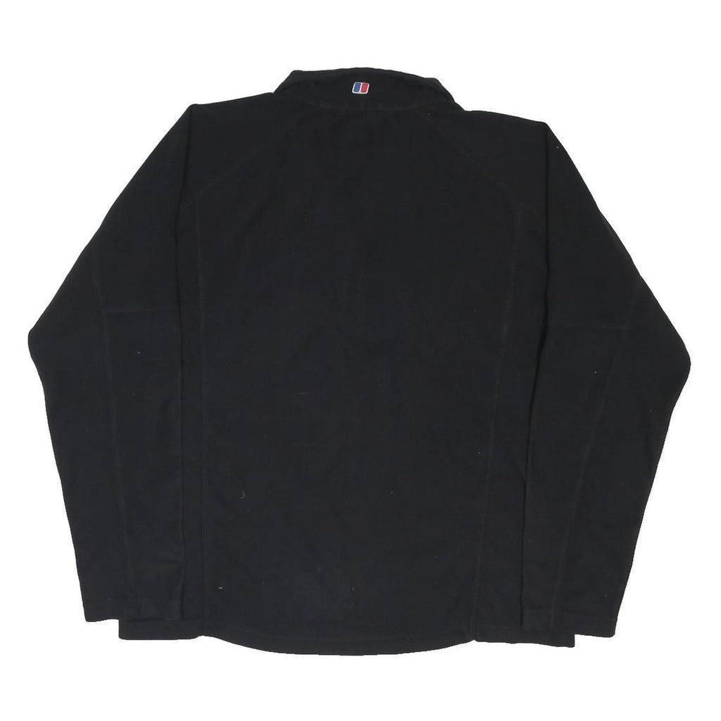 BERGHAUS Mens Black Outdoor Jacket L Polyester Blend Fleece Zip Stand-Up Collar