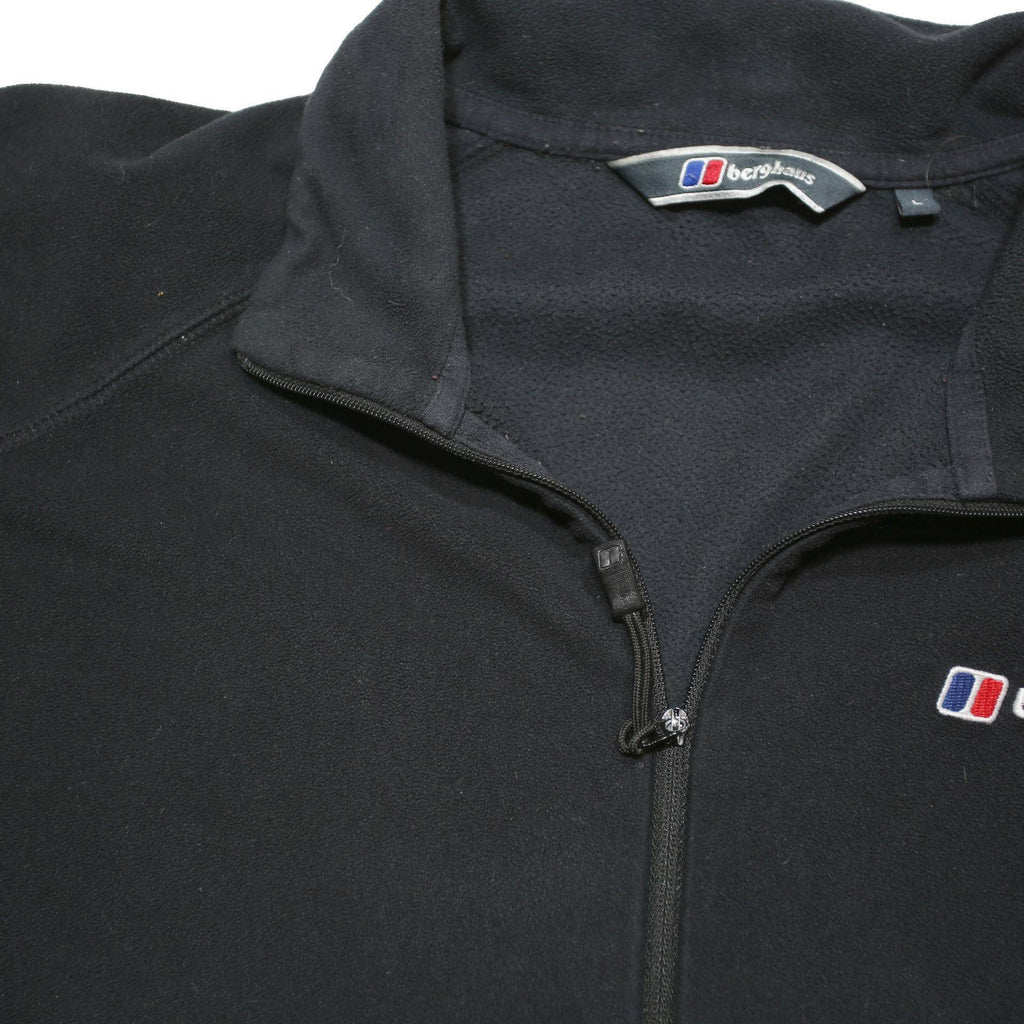 BERGHAUS Mens Black Outdoor Jacket L Polyester Blend Fleece Zip Stand-Up Collar