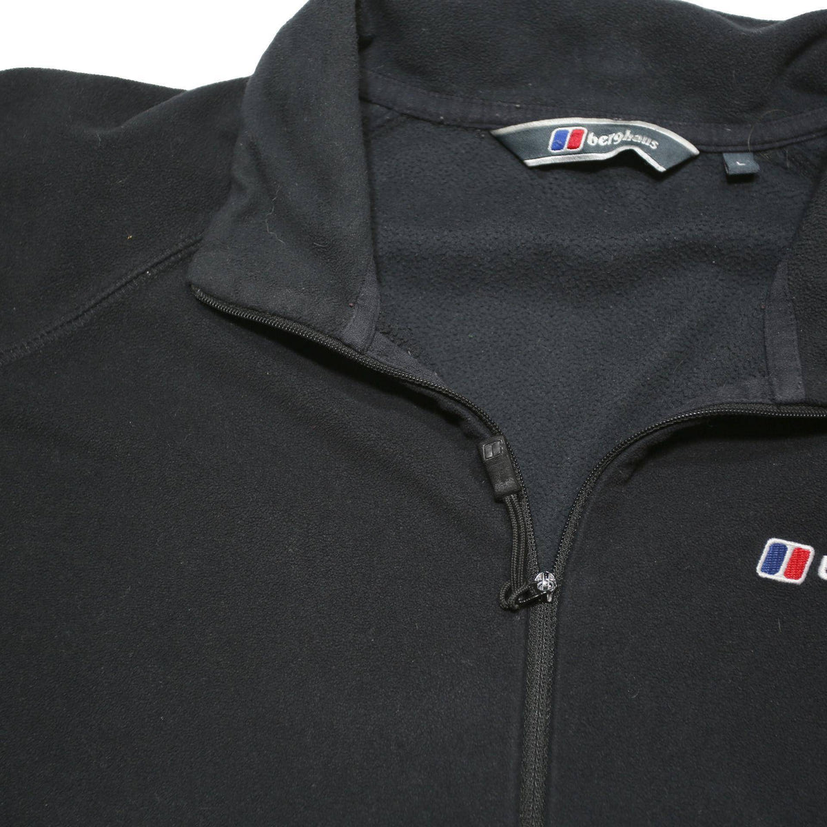 BERGHAUS Mens Black Outdoor Jacket L Polyester Blend Fleece Zip Stand-Up Collar