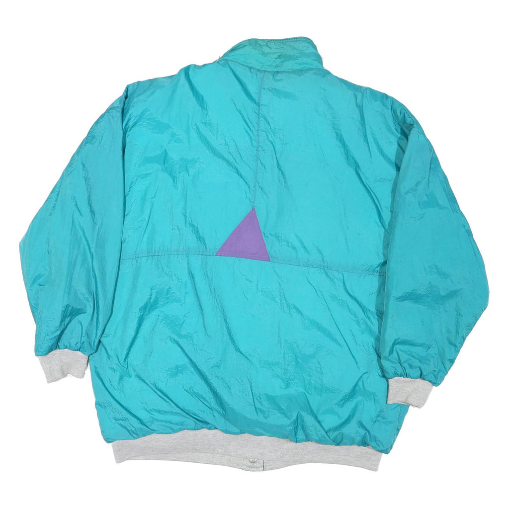 Womens Turquoise & Purple Reversible Synthetic Button Jacket L Woven Casual